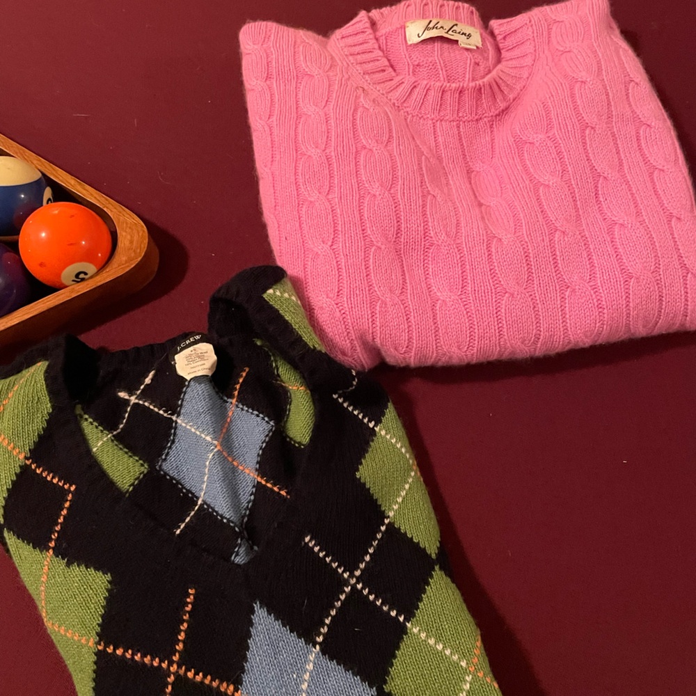 John LAING, XS Scotland, Cashmere & J. Crew Argyle XS wool, cashmere, angora.